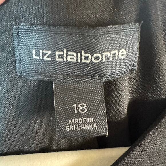 Liz Claiborne black & white sheath dress bodycon long sleeve mode plus size - Picture 2 of 10